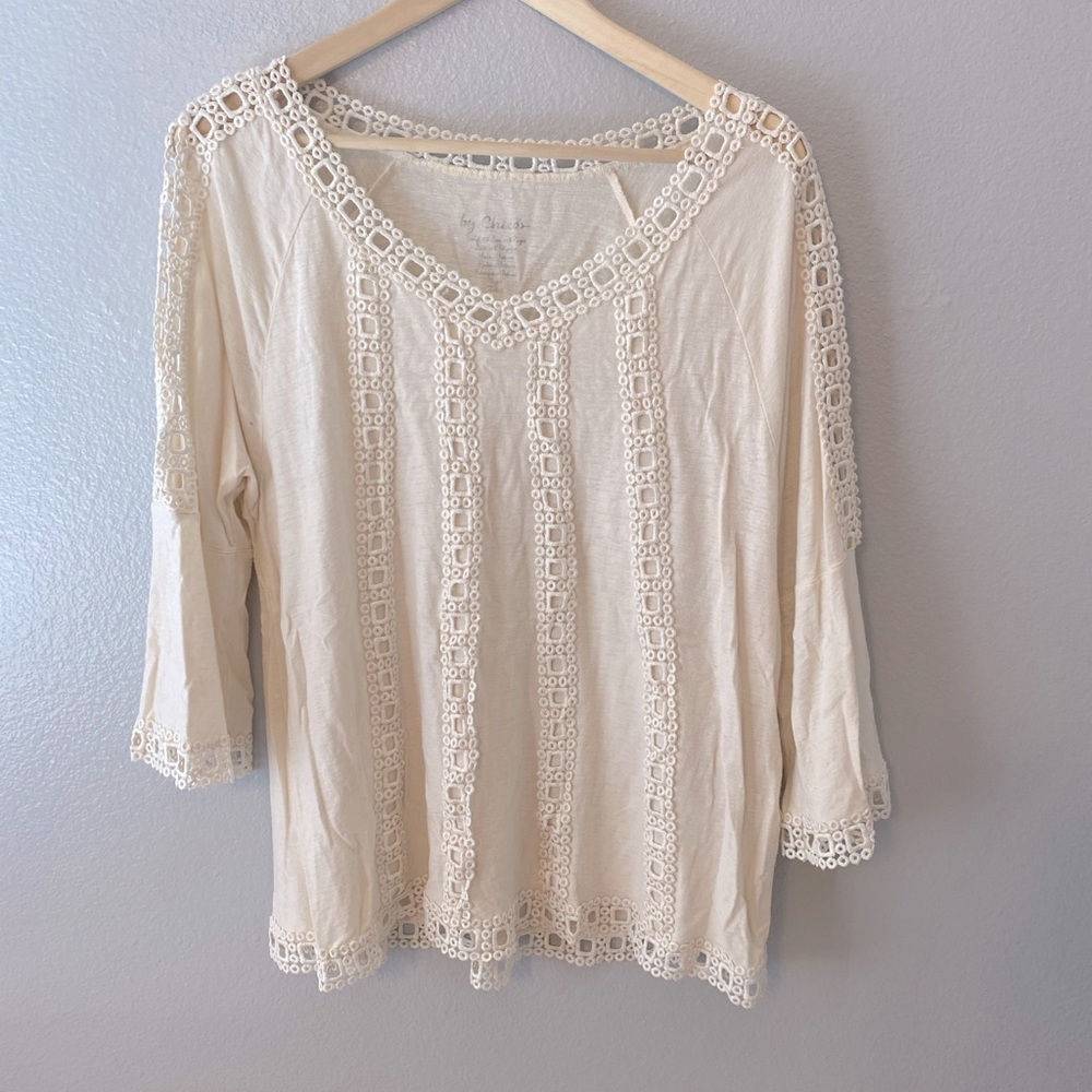 Chicos Cream bell sleeve Blouse Size 2